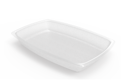 Disposable Entr&eacute;e Dish 12 oz., Rectangular, Opaque White (2,000 per case) - A01A