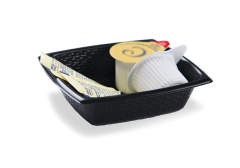 Black disposable condiment dish