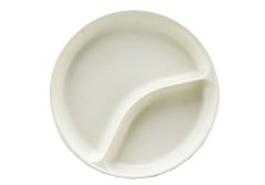Entr&eacute;e Dish Round 7-3/4" High Heat 2-Cavity, Ivory (36 per case) - J451
