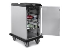 Premium Room Service Cart, 10 Tray Capacity, Side Load, Single Door, Four 6" Balloon Casters, 5.5" Spacing - MD10SLPRS6B4-55