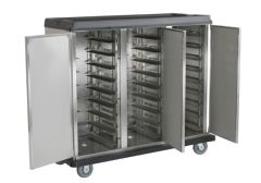Premium Meal Delivery Cart, 27 Tray Capacity, End Load, Triple Door, 4.5" Spacing